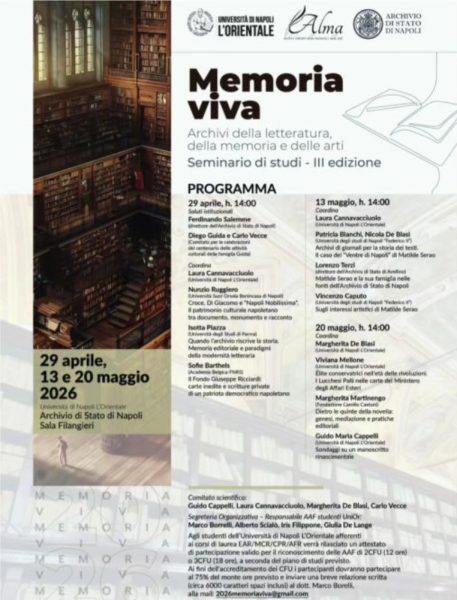 29 aprile, seminario Memoria Viva