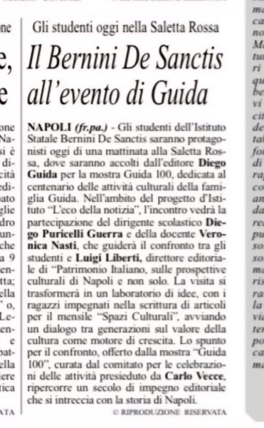 L’articolo di Cronache di Napoli dedicato all’evento dell’I.S. Bernini–De Sanctis nella Saletta Rossa di Via Bisignano, con gli studenti protagonisti della proiezione del loro docu‑film